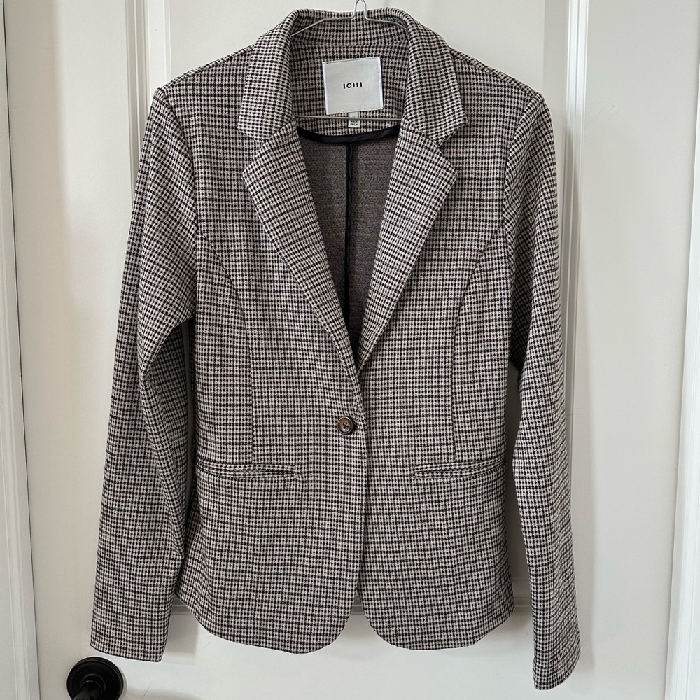 Women's Gray Checkered Blazer